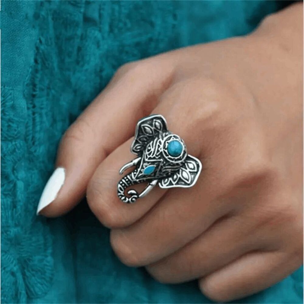 Boho Turquoise Elephant Ring